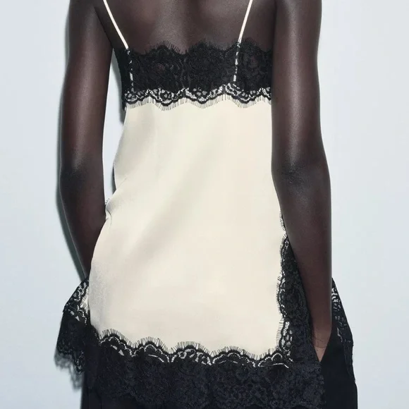 ZARA SATIN EFFECT LACE TOP ZW COLLECTION - Picture 4 of 14